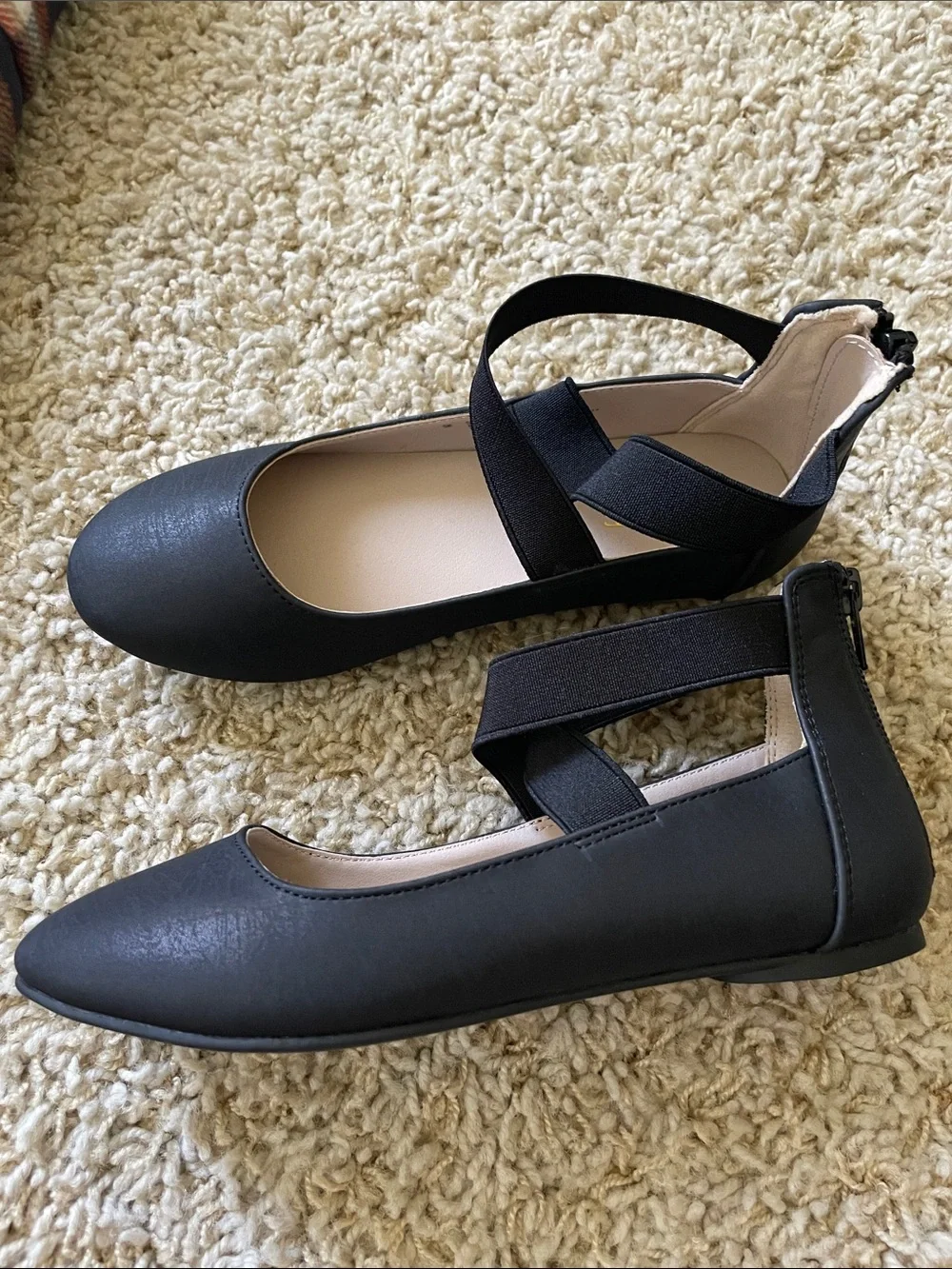 Black Ballet Flats with Cross Straps